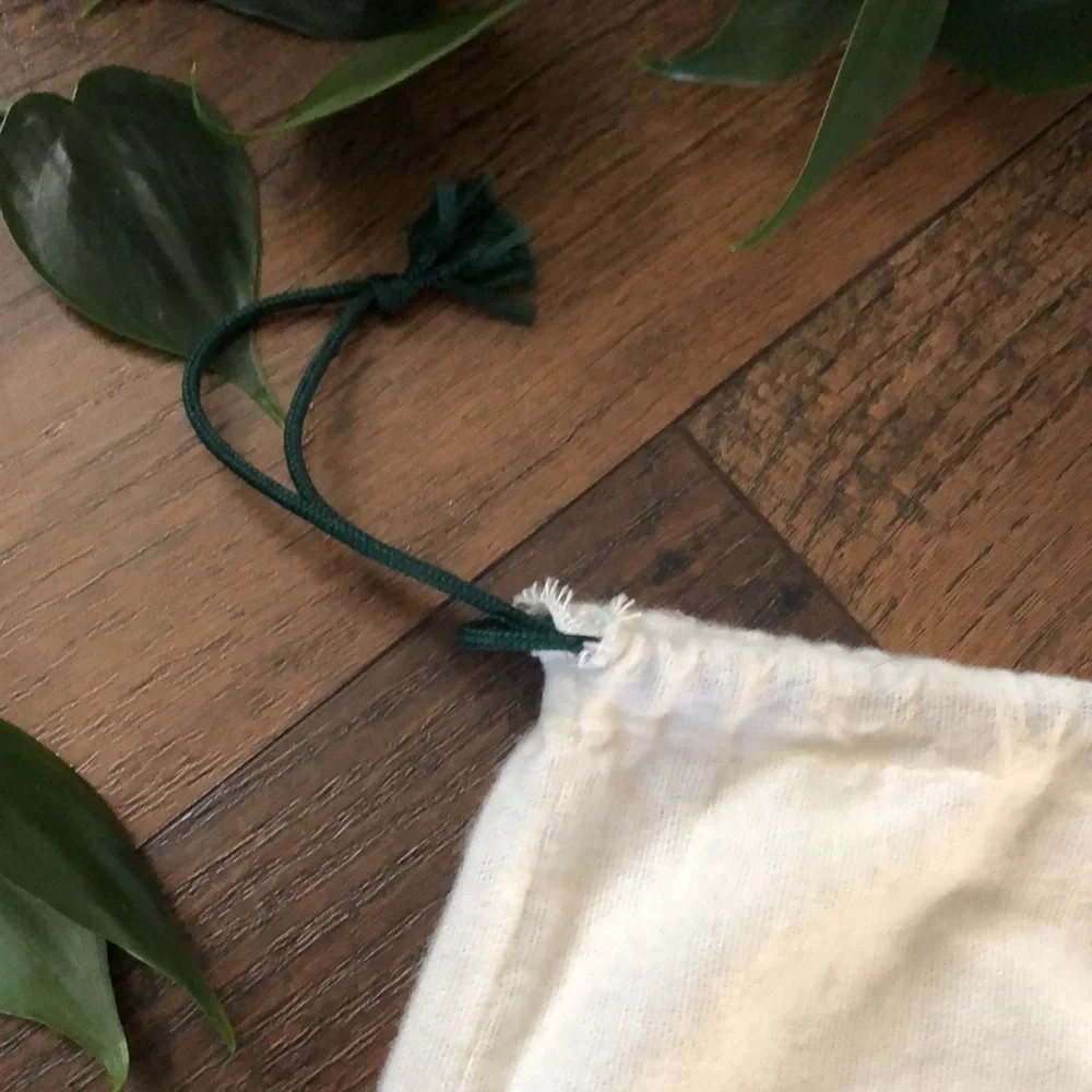 Vintage FRANCESCO ROGANI cream green drawstring purse tote dust bag trav…
